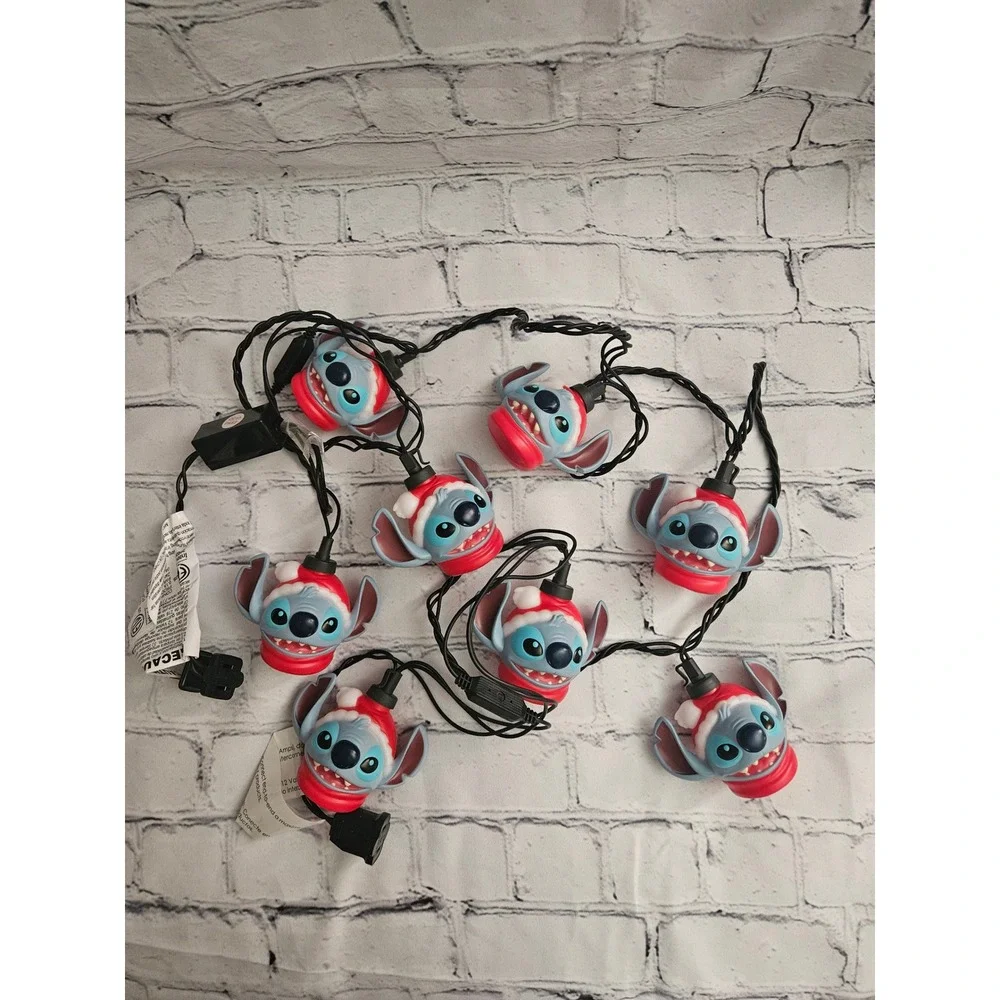 Disney Stitch LED String Lights Christmas 8.5ft Blue Red Good Blinking Holiday